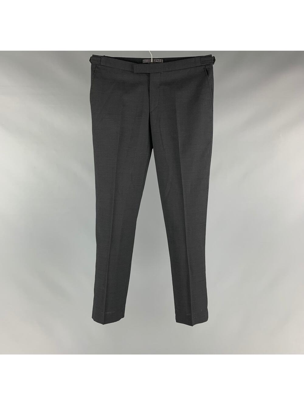 THE KOOPLES Size 30 Black Solid Wool Tuxedo Dress Pants